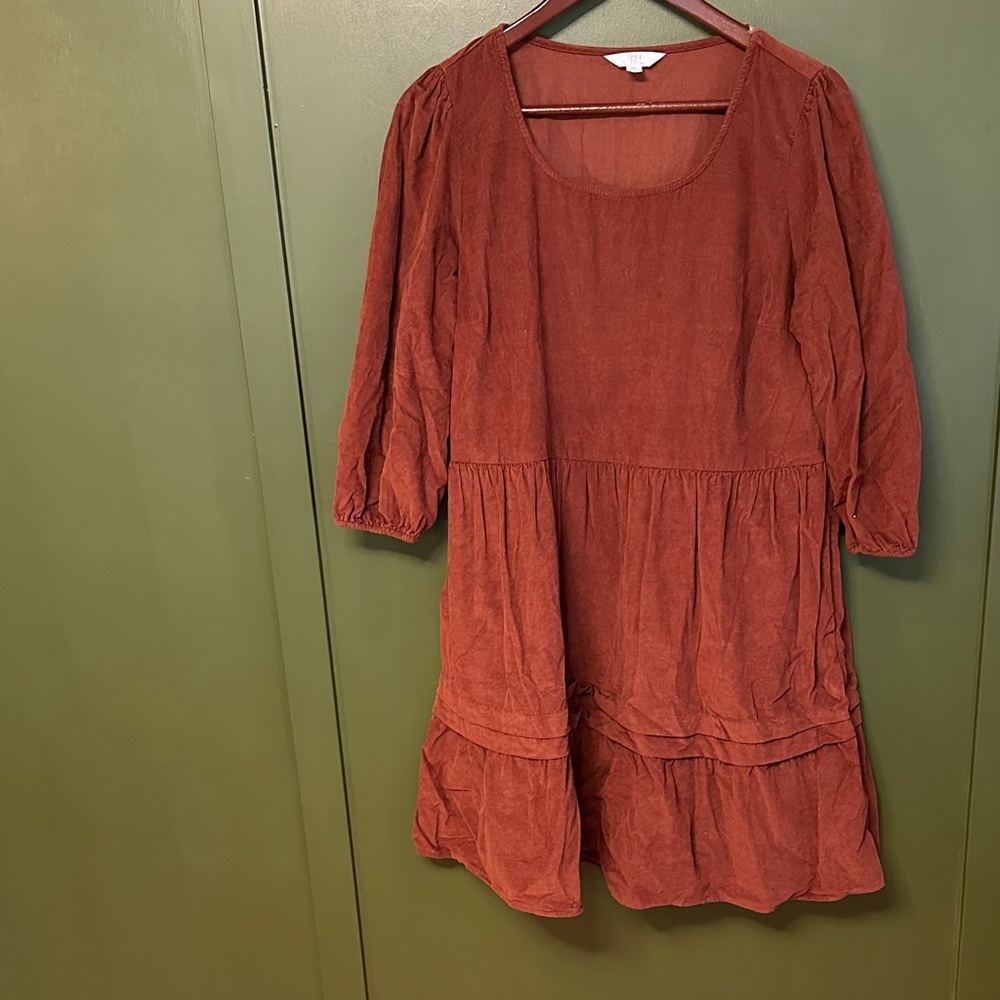 Time and Tru Terracotta Long Sleeve Dress